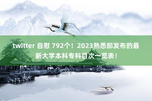 twitter 自慰 792个！2023熟悉部发布的最新大学本科专科目次一览表！