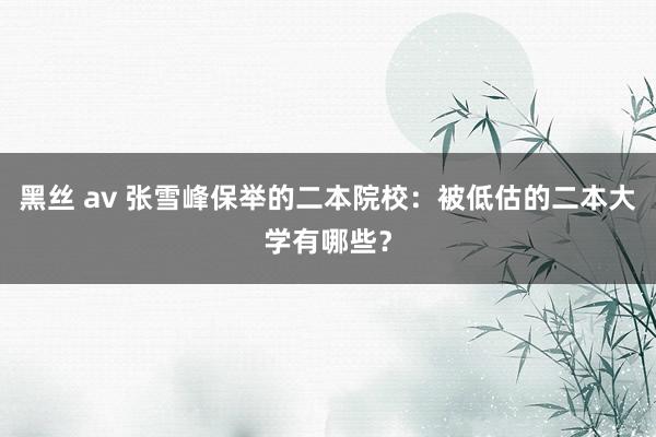 黑丝 av 张雪峰保举的二本院校：被低估的二本大学有哪些？