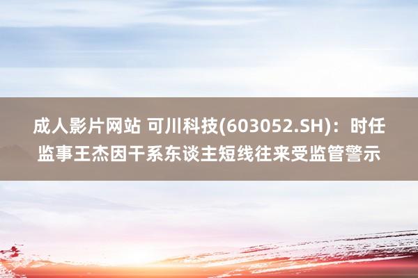 成人影片网站 可川科技(603052.SH)：时任监事王杰因干系东谈主短线往来受监管警示