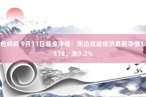 色妈妈 9月11日基金净值：南边改进经济最新净值1.518，涨0.2%