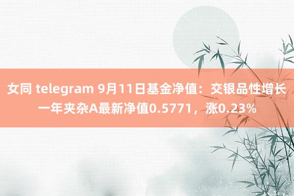 女同 telegram 9月11日基金净值：交银品性增长一年夹杂A最新净值0.5771，涨0.23%