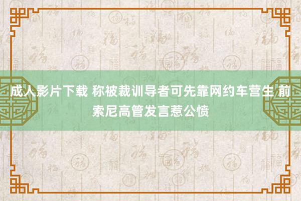 成人影片下载 称被裁训导者可先靠网约车营生 前索尼高管发言惹公愤