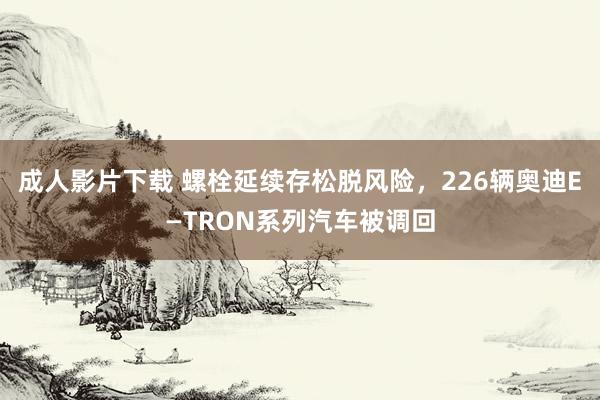 成人影片下载 螺栓延续存松脱风险，226辆奥迪E—TRON系列汽车被调回