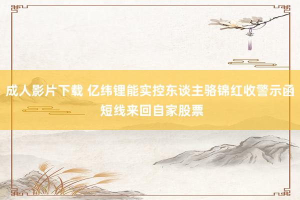 成人影片下载 亿纬锂能实控东谈主骆锦红收警示函 短线来回自家股票