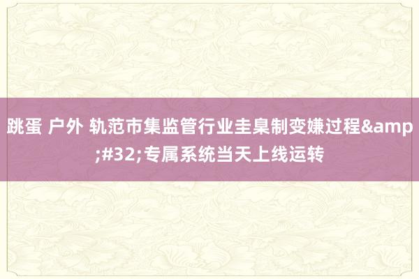 跳蛋 户外 轨范市集监管行业圭臬制变嫌过程&#32;专属系统当天上线运转