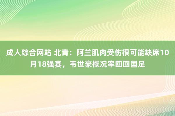 成人综合网站 北青：阿兰肌肉受伤很可能缺席10月18强赛，韦世豪概况率回回国足