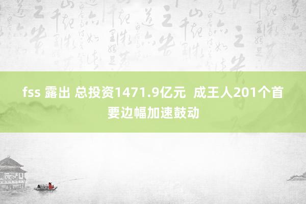 fss 露出 总投资1471.9亿元  成王人201个首要边幅加速鼓动