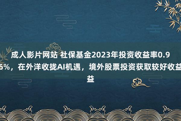 成人影片网站 社保基金2023年投资收益率0.96%，在外洋收拢AI机遇，境外股票投资获取较好收益