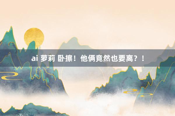 ai 萝莉 卧擦！他俩竟然也要离？！