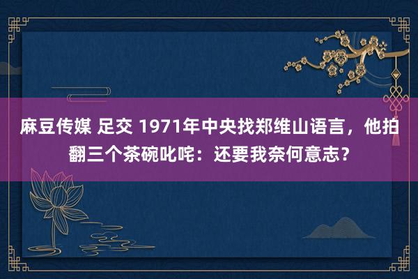 麻豆传媒 足交 1971年中央找郑维山语言，他拍翻三个茶碗叱咤：还要我奈何意志？