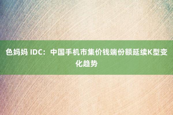 色妈妈 IDC：中国手机市集价钱端份额延续K型变化趋势