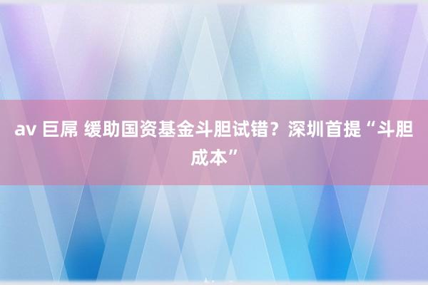 av 巨屌 缓助国资基金斗胆试错？深圳首提“斗胆成本”