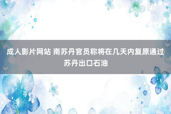 成人影片网站 南苏丹官员称将在几天内复原通过苏丹出口石油