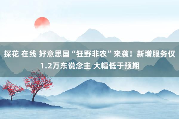 探花 在线 好意思国“狂野非农”来袭！新增服务仅1.2万东说念主 大幅低于预期