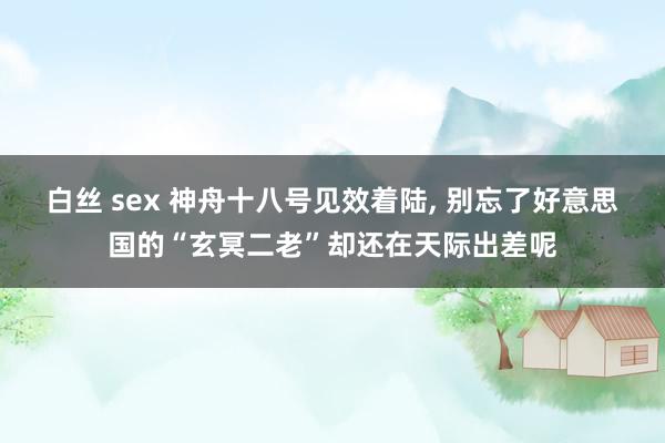 白丝 sex 神舟十八号见效着陆， 别忘了好意思国的“玄冥二老”却还在天际出差呢