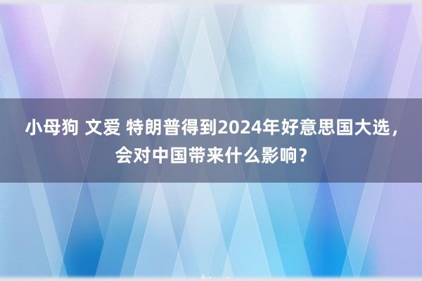 小母狗 文爱 特朗普得到2024年好意思国大选，会对中国带来什么影响？