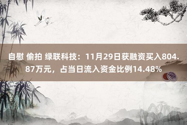 自慰 偷拍 绿联科技：11月29日获融资买入804.87万元，占当日流入资金比例14.48%