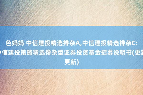 色妈妈 中信建投精选搀杂A，中信建投精选搀杂C: 中信建投策略精选搀杂型证券投资基金招募说明书(更新)