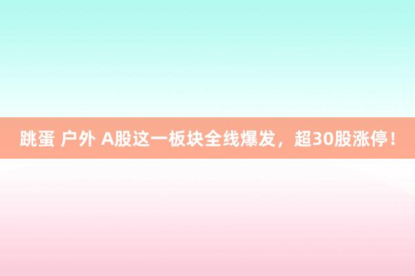 跳蛋 户外 A股这一板块全线爆发，超30股涨停！