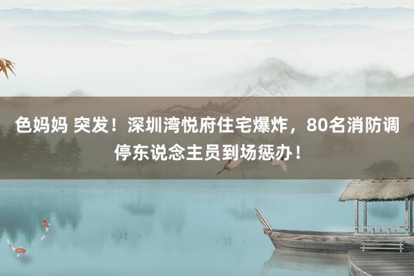 色妈妈 突发！深圳湾悦府住宅爆炸，80名消防调停东说念主员到场惩办！