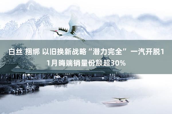 白丝 捆绑 以旧换新战略“潜力完全” 一汽开脱11月晦端销量份额超30%