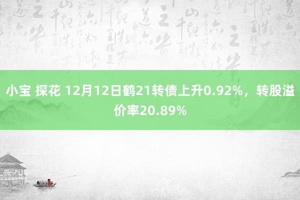 小宝 探花 12月12日鹤21转债上升0.92%，转股溢价率20.89%