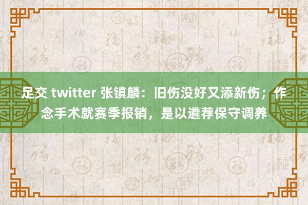 足交 twitter 张镇麟：旧伤没好又添新伤；作念手术就赛季报销，是以遴荐保守调养