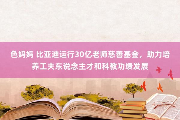 色妈妈 比亚迪运行30亿老师慈善基金，助力培养工夫东说念主才和科教功绩发展