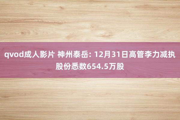 qvod成人影片 神州泰岳: 12月31日高管李力减执股份悉数654.5万股