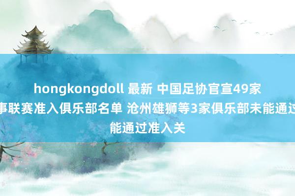 hongkongdoll 最新 中国足协官宣49家通过办事联赛准入俱乐部名单 沧州雄狮等3家俱乐部未能通过准入关