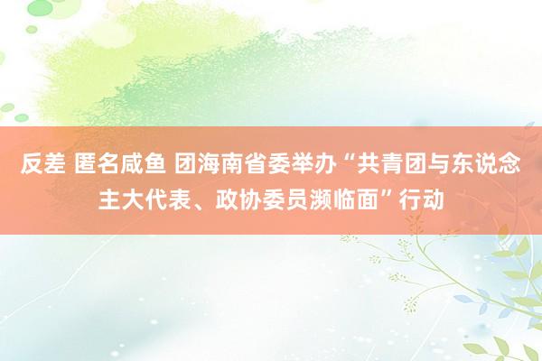 反差 匿名咸鱼 团海南省委举办“共青团与东说念主大代表、政协委员濒临面”行动