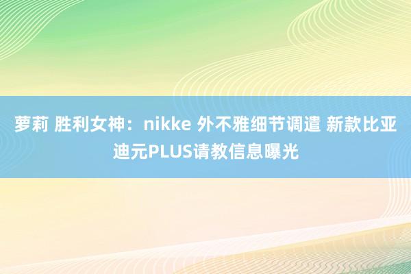 萝莉 胜利女神：nikke 外不雅细节调遣 新款比亚迪元PLUS请教信息曝光