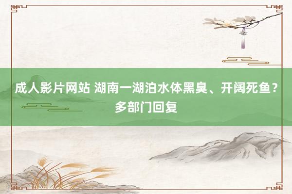 成人影片网站 湖南一湖泊水体黑臭、开阔死鱼？多部门回复